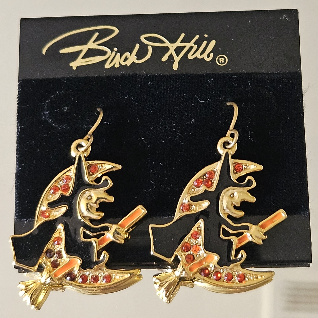 Birch Hill Witch Earrings With Enamel And Rhinestone Acents